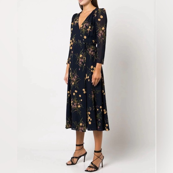 SOLD // Reformation Melba Floral Print Wrap Dress Size Small - Picture 2 of 13